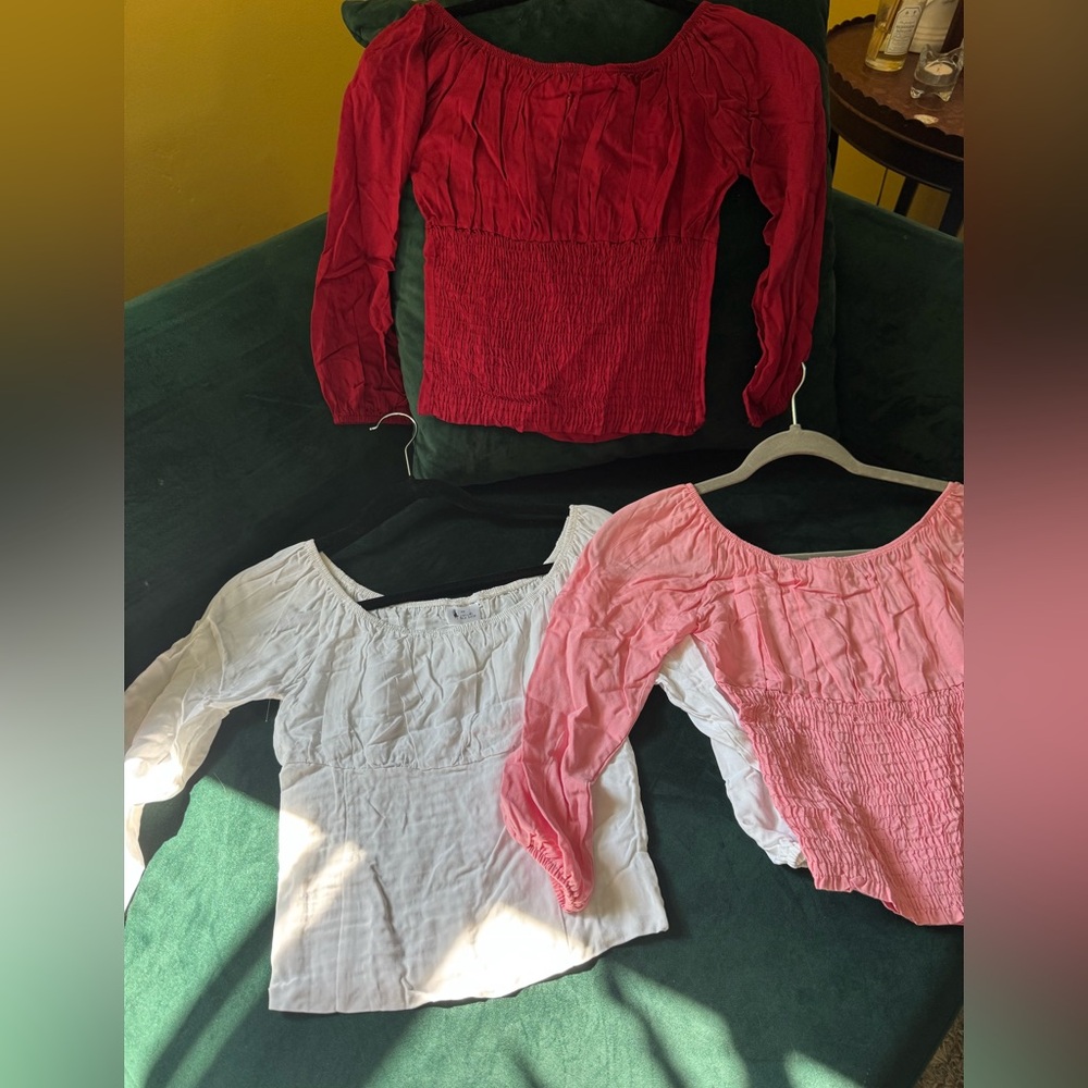 Retro Oblong Box Shop Smocked Blouse in Red